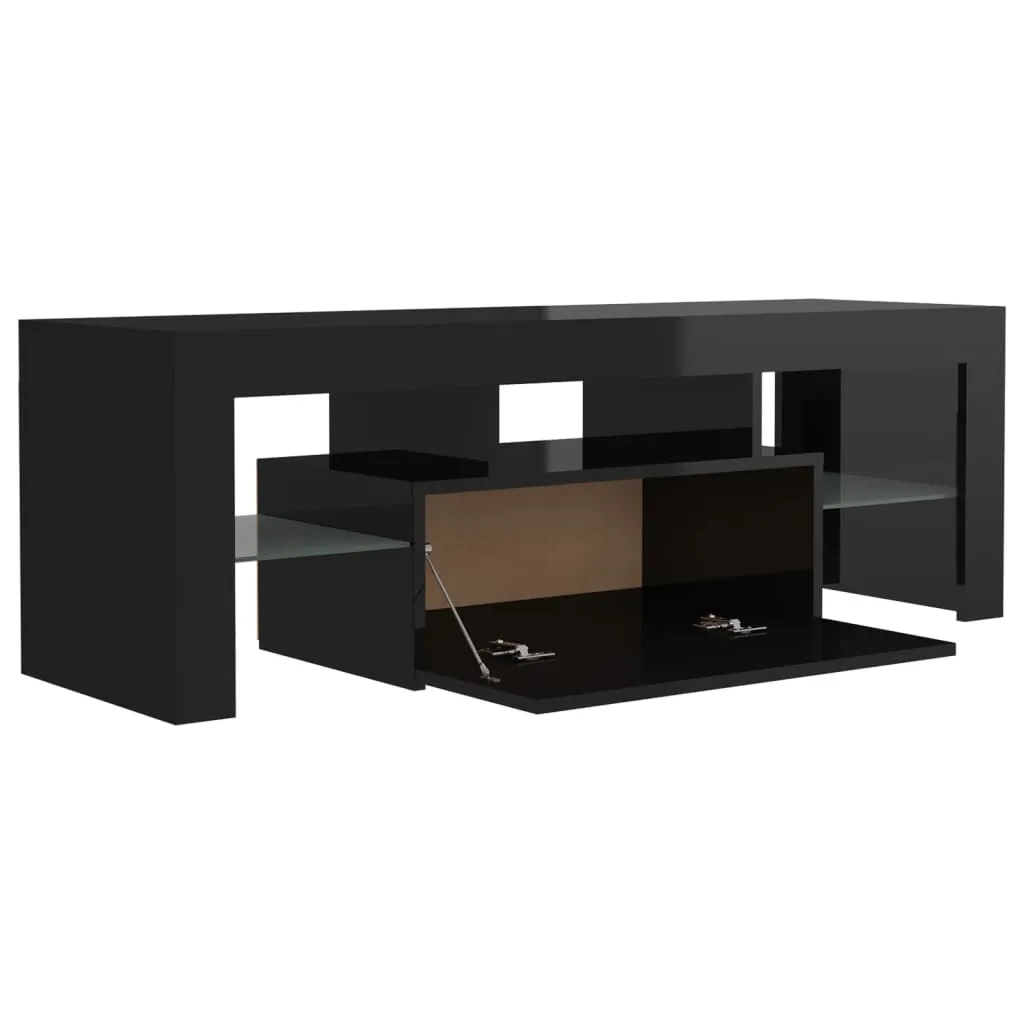 TV Cabinet with LED Lights High Gloss Black 120x35x40 cm