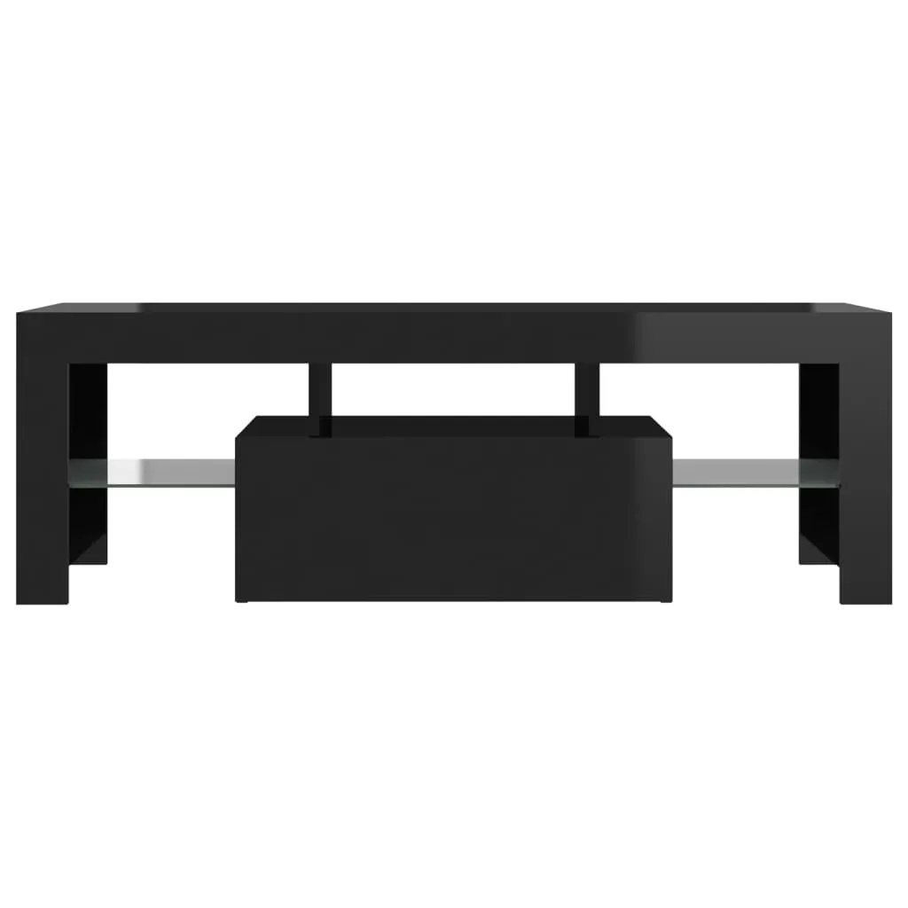 TV Cabinet with LED Lights High Gloss Black 120x35x40 cm