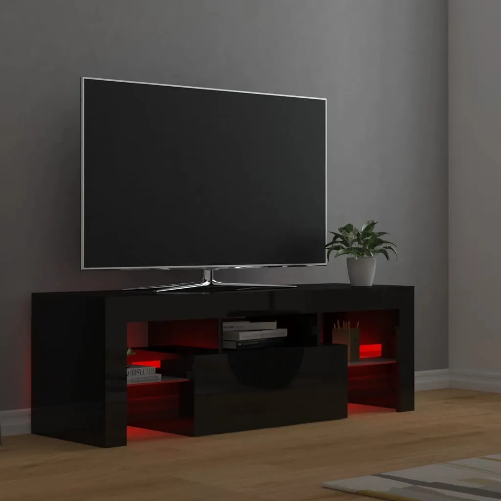 TV Cabinet with LED Lights High Gloss Black 120x35x40 cm