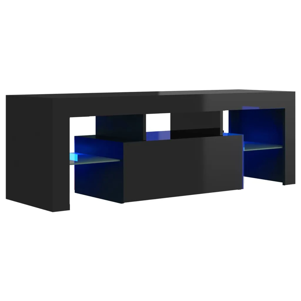 TV Cabinet with LED Lights High Gloss Black 120x35x40 cm