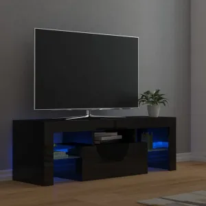 TV Cabinet with LED Lights High Gloss Black 120x35x40 cm