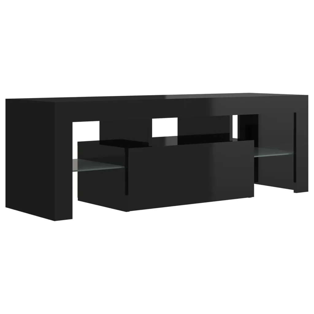 TV Cabinet with LED Lights High Gloss Black 120x35x40 cm