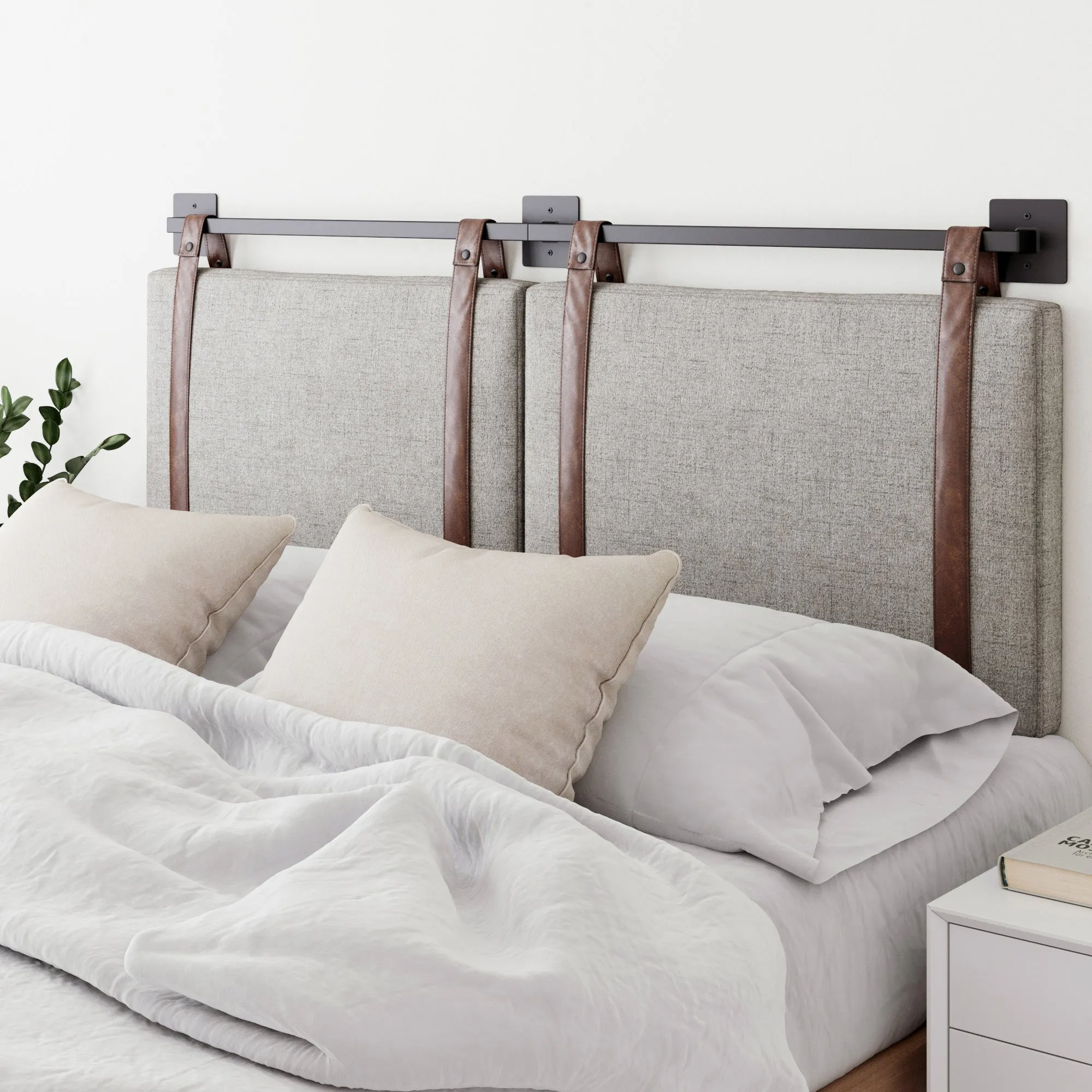 Upholstered King Wall Mount Headboard Gray