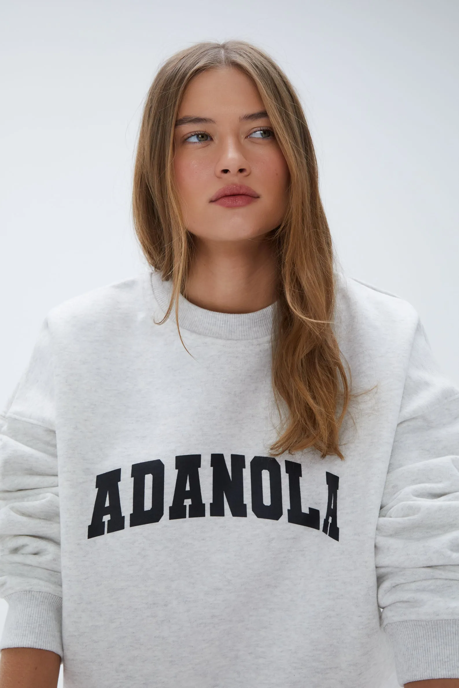 Varsity Oversized Sweatshirt - Light Grey Melange/Black