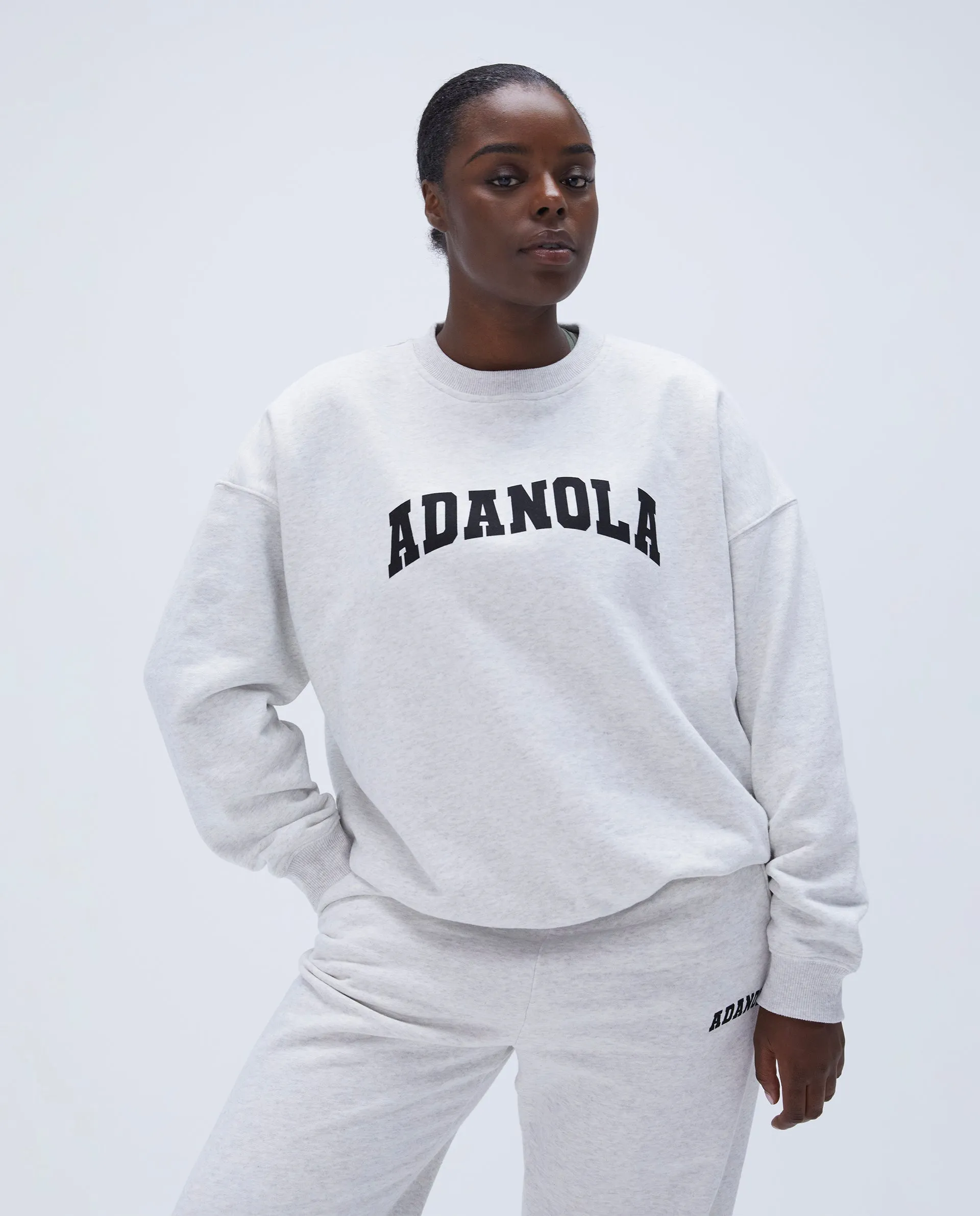 Varsity Oversized Sweatshirt - Light Grey Melange/Black