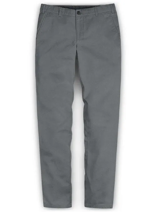 Washed Gray Feather Cotton Canvas Stretch Chino Pants