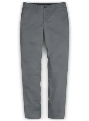 Washed Gray Feather Cotton Canvas Stretch Chino Pants