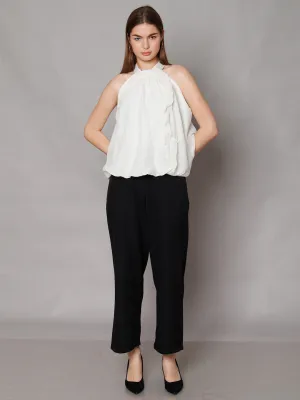 White Solid Relaxed Fit Top