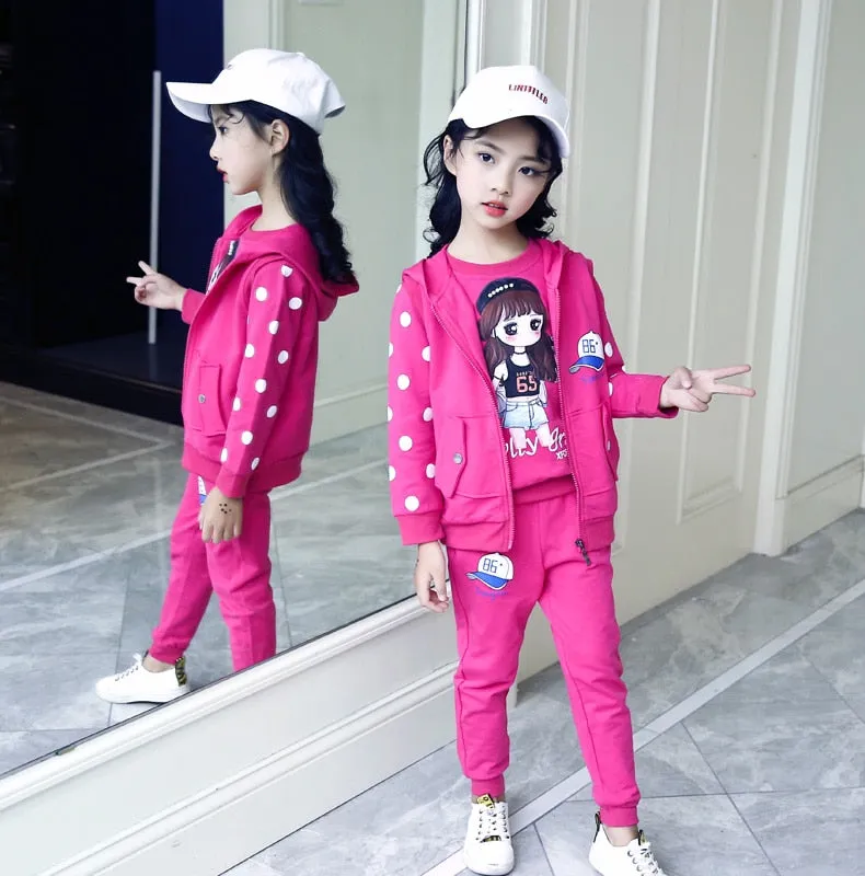 Winter Children Clothing Sets for Girls Floral Baby Clothes Cotton Kids Tracksuit shirt and Pants