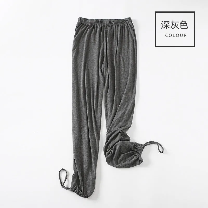 Women Drawstring Jogger Pants Modal Slim-Look Wide Leg Trendy Casual Long Pants