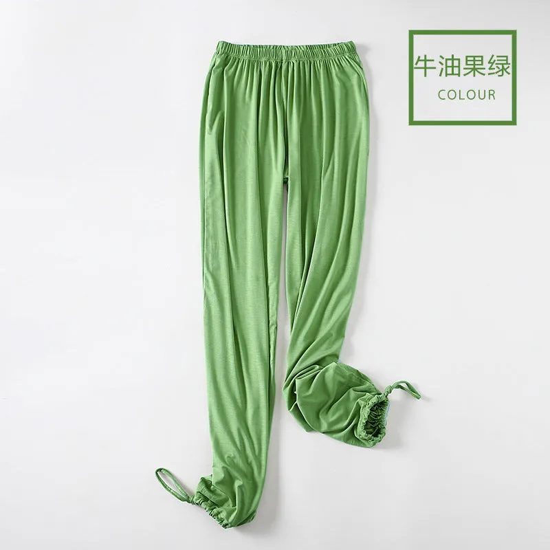 Women Drawstring Jogger Pants Modal Slim-Look Wide Leg Trendy Casual Long Pants