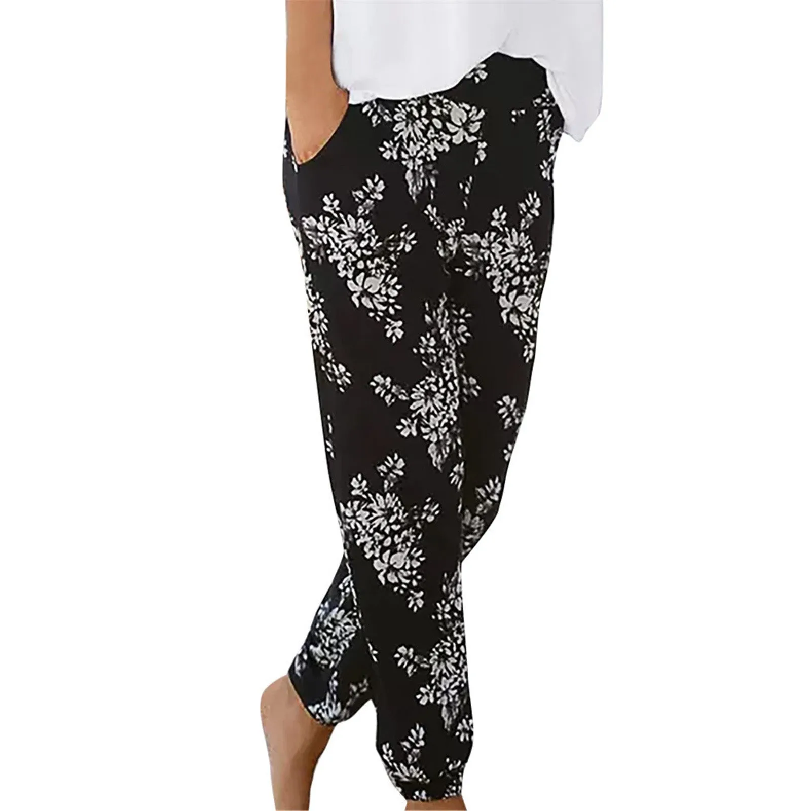 Women Summer Trendy High Waist Printed Pants Straight Street Style Casual Pants